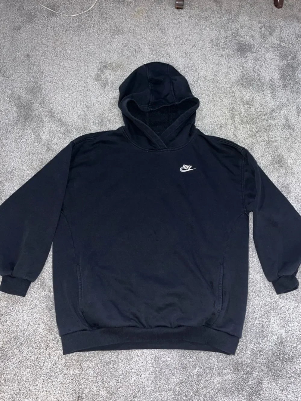 Nike fleece hooded hoodie black sweatshirt XL women’s short w/pockets